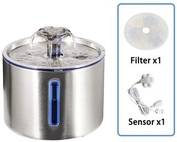 Inspire Select Stainless Steel Cat Water Fountain Automatic Pet Water Dispenser For Cats & Dogs, Quiet Flow Bowl 1 Set 1 Filter Sensor 0.66 Us Gallons
