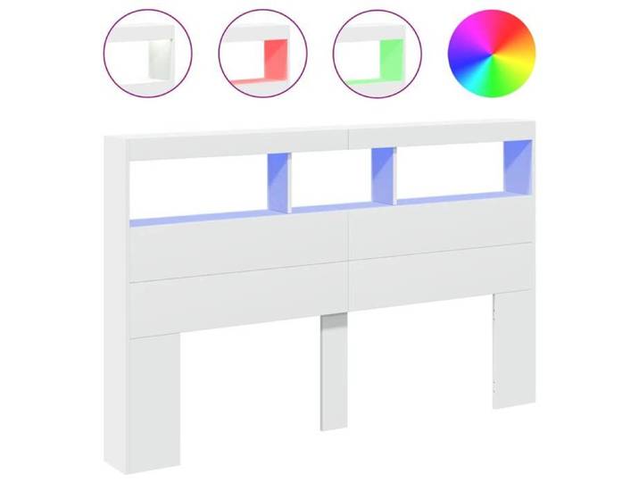 “Winter Sale TOP Tête de lit Blanc - Armoire tête de lit avec LED blanc 160x17x102cm PRO43951