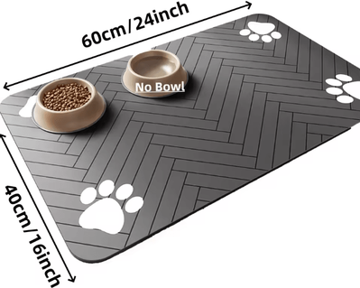 Uplift Curations Absorbent Pet Feeding Mat For Food & Water Bowls Waterproof Non Slip Dog & Cat Placemat black 16 24 Inches