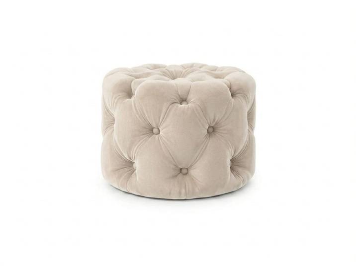 Xlmoebel Hocker Beiger Chesterfield Hocker mit weicher, gesteppten Polsterung, Made in Europa