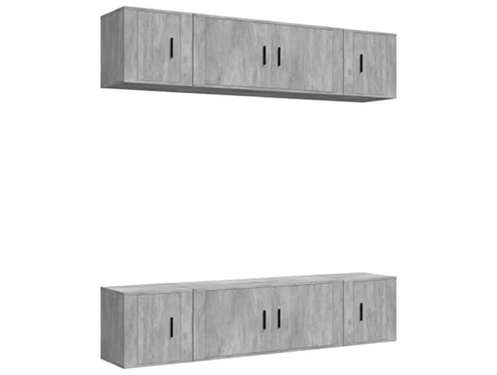 GHVBNMF 6-TLG. TV-Schrank-Set Wandmontage Betongrau Holzwerkstoff Moderne schwebende Lowboards fürs Wohnzimmer: Platzsparende Wandmontage, viel Stauraum für Medien und zeitloses Design.