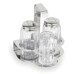 WAS Germany - Menage, 3-teilig, Salz, Pfeffer & Zahnstocher, Glas