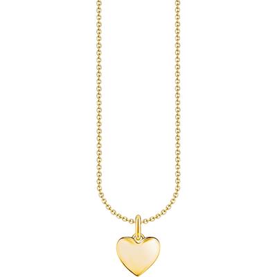 Kette mit Anhänger THOMAS SABO "Herz-Anhänger" Gr. 45, gold (gelbgoldfarben), Halsketten, Damen, 45, Silber 925 (recycelt)