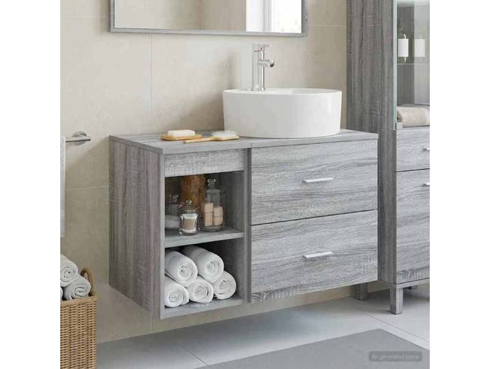 Ensemble de mobilier de salle de bain 2 pc Sonoma gris 3403909