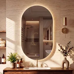 CLP Badspiegel mit LED-Beleuchtung oval, Badezimmerspiegel mit Touch-Dimmer, 3 Lichtfarben, beschlagfrei, rahmenloser Wandspiegel Barbora