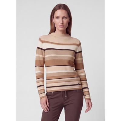 Strickpullover RABE "Pullover", Damen, Gr. 38, beige, Obermaterial: 50% Baumwolle, 50% Polyacryl, geringelt, schmal, Pullover Strickpullover