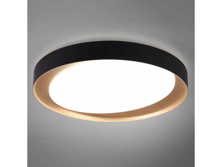 Reality Leuchten LED Deckenleuchte Zeta, dimmbar, schwarz, für Wohn- / Esszimmer, Kunststoff, Modern