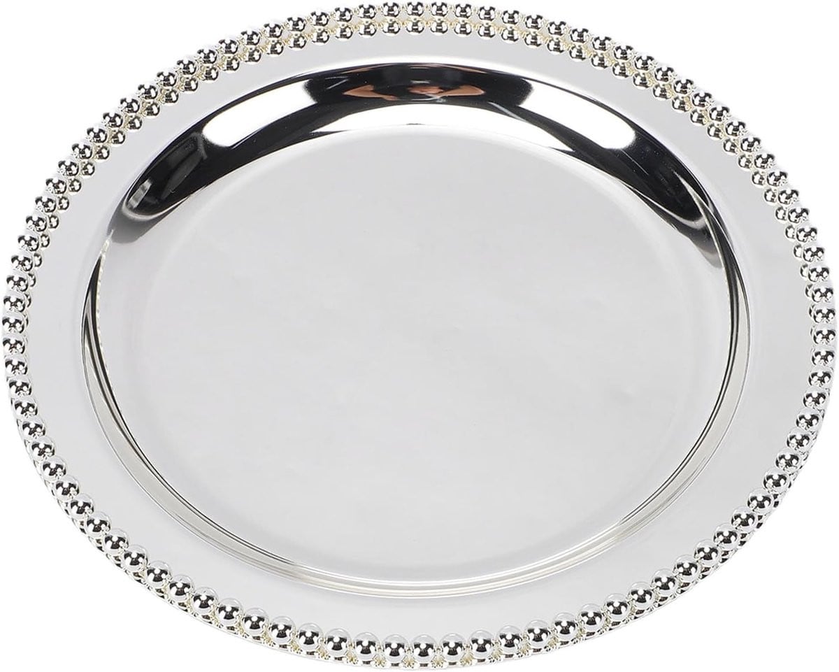 Zwarte metalen taartschaal met vintage design, diameter: 25 cm