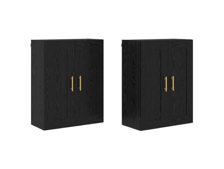 Wandmontierter Schrank 2er Set Schwarz Eichen-Optik Holzwerkstoff Wandmontage spart Bodenfläche, Holzwerkstoff langlebig, moderne Optik, vielseitig nutzbar