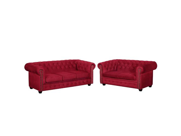 Ensemble de salon II 3-2 Rouge/Rouge Tissu Glamour