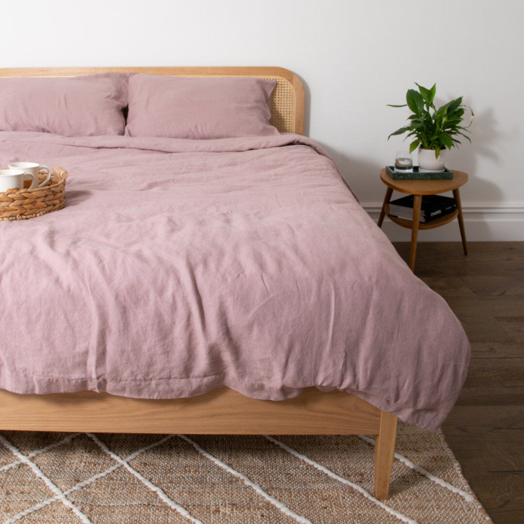 Highland Dunes 100% Linen Machine Woven Duvet Cover Pink Super King (6')