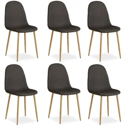 Décoshop26 - Set aus 6 bequemen und modernen Küchen-/Esszimmerstühlen mit anthrazitfarbenem Stoffbezug und Beinen aus Metall in CDS06303