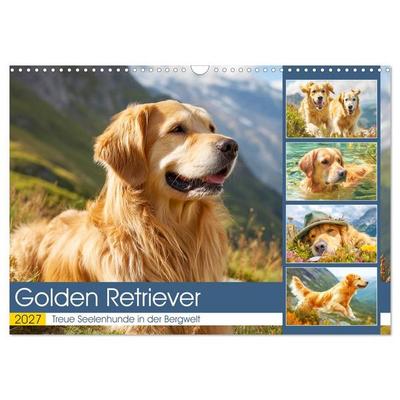 Golden Retriever. Treue Seelenhunde in der Bergwelt (Wandkalender 2027 DIN A3 quer), CALVENDO Monatskalender