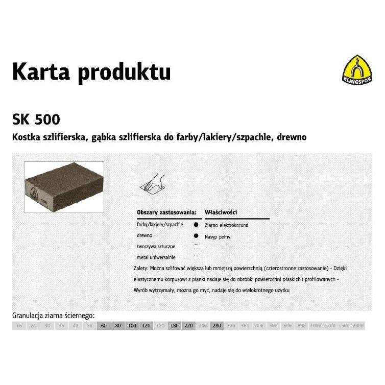 Klingspor KOSTKA SZLIFIERSKA 100x70x25mm P220 SK500 (220) (35621750)