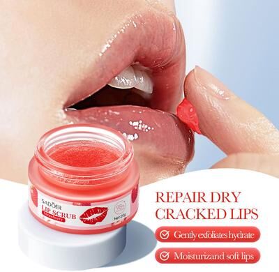 Rare Purchases Strawberry Lip Scrub By SADOER Fruit Series, Removes Dead Skin, Moisturizes, Brightens Lip Color, Soft Pink Lips avocado 20g