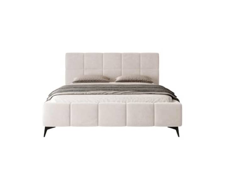 Chilly. Möbel Design Bett Miria - Polsterbett mit stabilem Metallrahmen, Bettkasten und Stauraum - 200x200 cm - Samt Beige