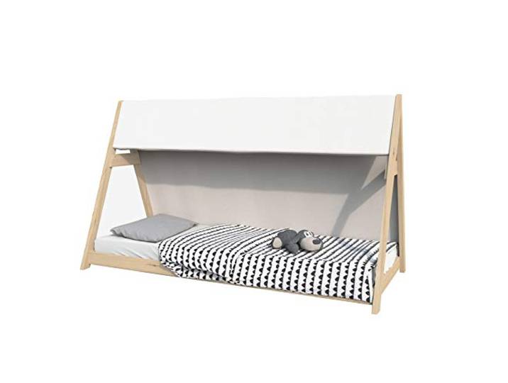 Lit cabane TIPI 70x140 + 1 toile + 1 sommier / Naturel