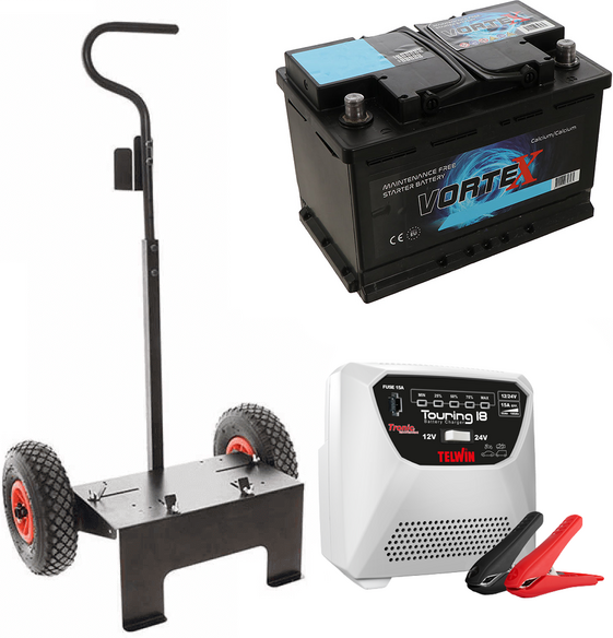 T.O. Komplettpaket: Wagen Volpi + 70 Ah Batterie + Ladegerät Telwin Touring 18