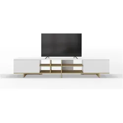 Aucune, TV Möbel, CEQUOIA TV-Möbel – Eiche & Weiss – 2 Klapptüren und 6 Einlegeböden – 230 x 35,6 x 44 cm