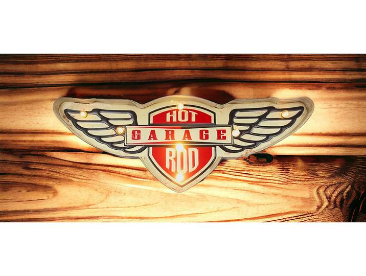 Plaque publicitaire Lumineuse en Relief Hot Garage Rod