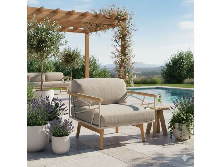 Zebra Solena Loungesessel Edelstahl/Teak/Sunproof Taupe Sand