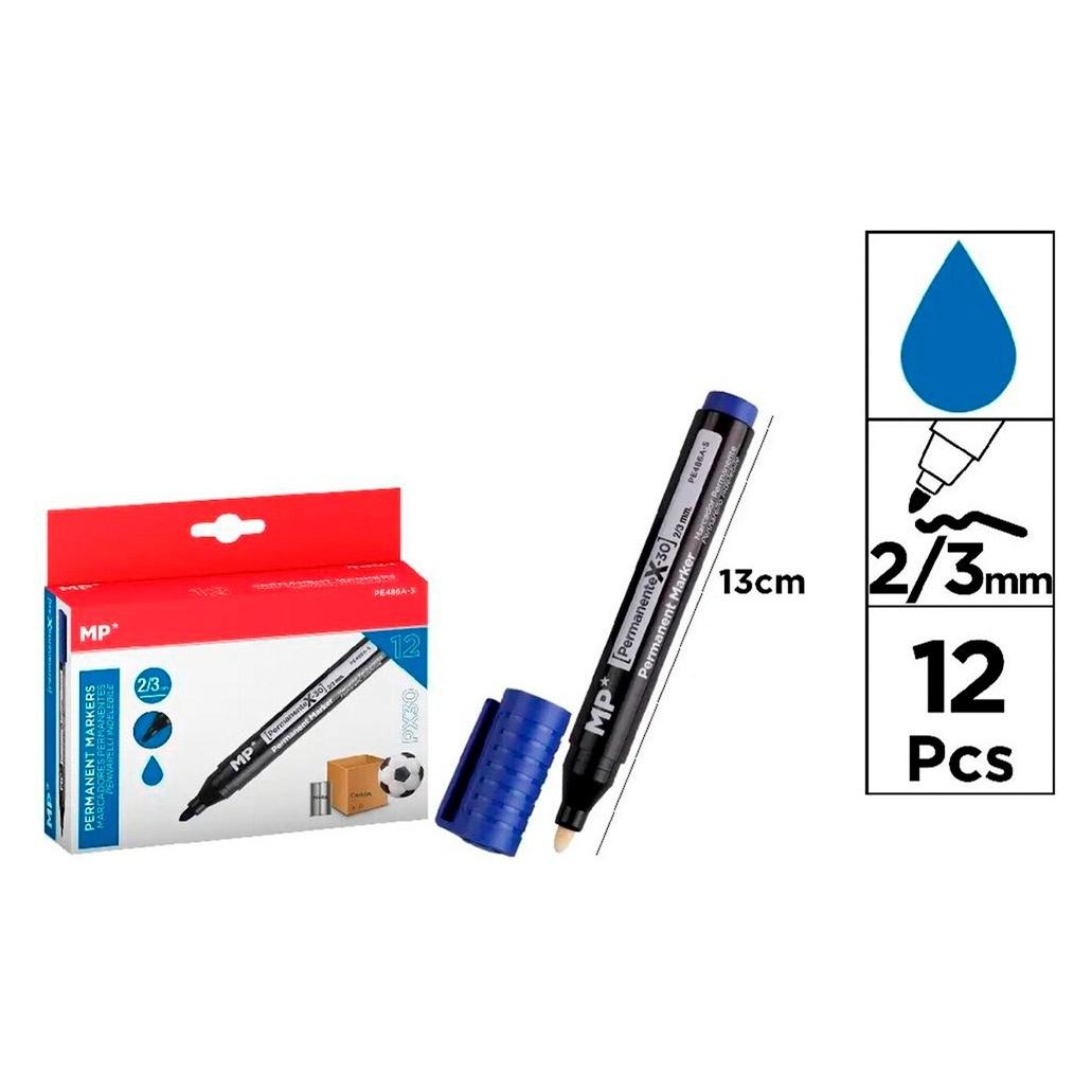 MP Blauer Permanentmarker, px30, 12 Stück, Blisterverpackung (12x) (57528593)