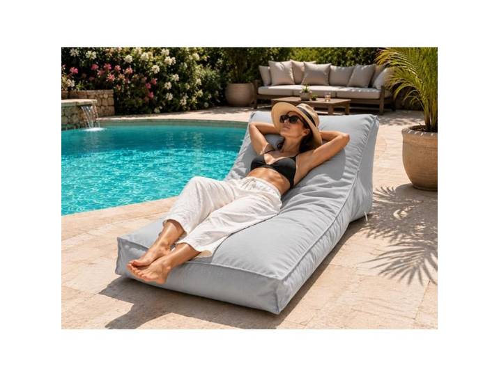 Matelas bain de soleil transat uni gris clair