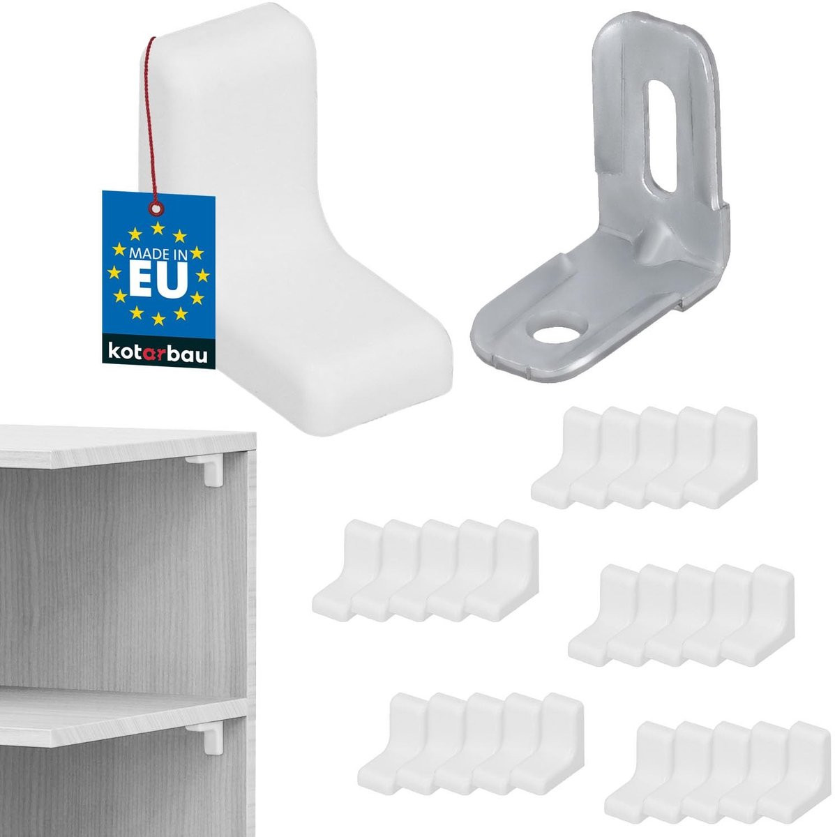 Set van 25 metalen plankdragers met plastic dekplaat - Wit