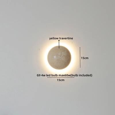 Inspired Living Natural Elegance Travertine & Wood LED Wall Lamp Nordic Modern LED Wall Light Travertine Wall Sconce Bedside Wall Lamp p