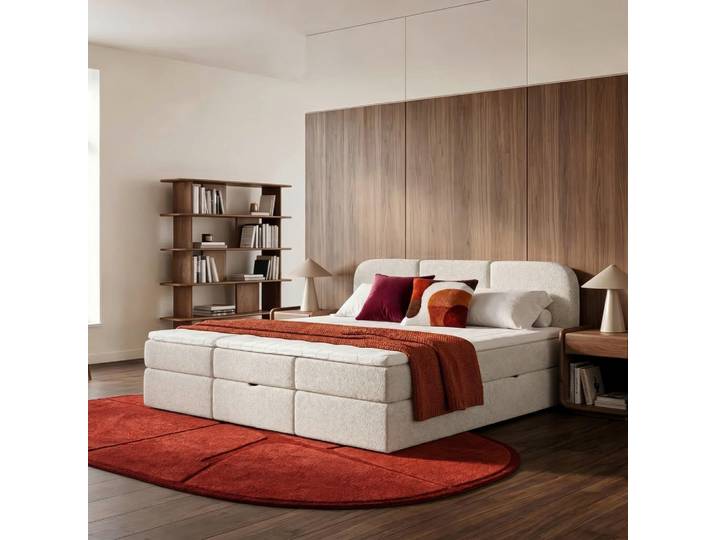 Livetastic Familienbett, Creme, Kunststoff, H3, 240x200 cm, Bettkasten, gepolstertes Kopfteil, Stoffauswahl, in verschiedenen Größen erhältlich, Familienbett, Schlafzimmer, Betten, Familienbetten