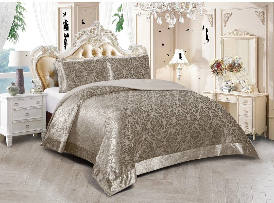 ZASH LONDON Microfiber Bedspread with Pillow Shams Included Mink Double Bedspread + 2 Standard Shams