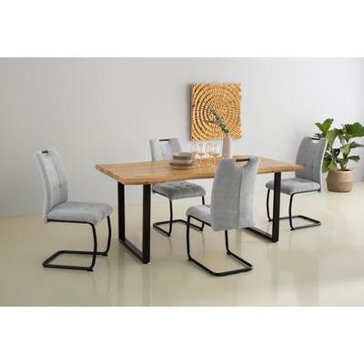 Esstisch HELA "GISELLE Baumkantentisch, Küchentisch", beige (natur, schwarz, wildeiche), B:180cm H:76cm T:100cm, Tische, Esstisch, Kufengestell Metall, Industrial Design, 140 - 200 cm Breite, 2 Farben