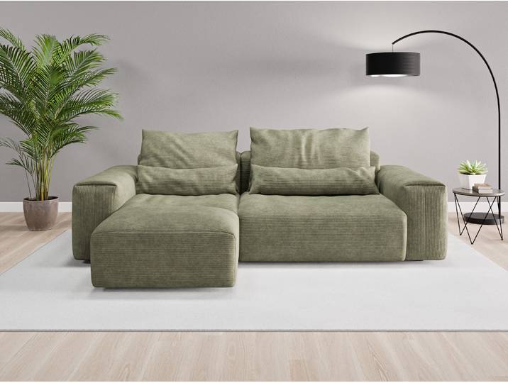 Ecksofa Denver Nr. 1 links - Grün (Waldgrün) - Cordstoff
