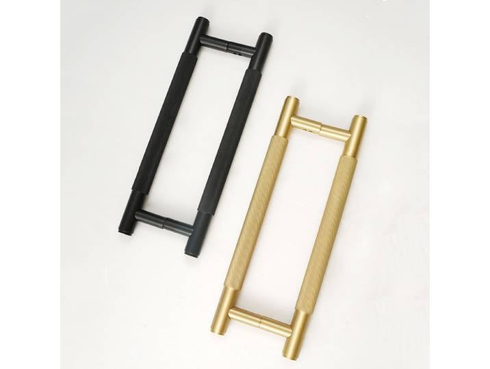 Poignée de porte en bois en laiton mométrage, poignées de barre de maison, poignée côtelée en verre, double poignées, or, noir, argent, bronze