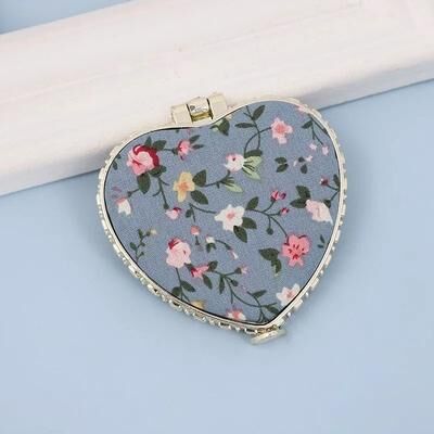 Uplift Picks Floral Pocket Makeup Mirror Vintage Double Sided Folding Compact Mirror blue
