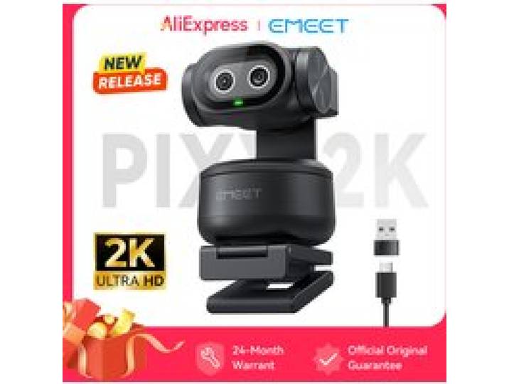 EMEET PIXY 2K webcam, bewegingsgestuurde AI-tracking PTZ-camera met Sony-sensor, 1080P 60fps autofocus-webcam voor streaming OBS