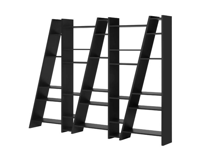 Etagère Malcolm XI Panneau avec structure en nid d'abeilles, verni Noir/Noir 263 x 195 x 30cm