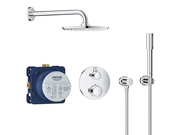 GROHE Grohtherm Perfect Shower Set de douche encastré avec douche de tête Rainshower Cosmopolitan 210\, douchette à main et mitigeur thermostatique\, Chrome\, 34732000 (Import Allemagne)