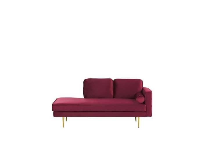 Beliani - Chaise longue en velours rouge foncé côté droit MIRAMAS