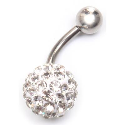 Bauchnabelpiercing FIRETTI "Schmuck Geschenk Piercing Körperschmuck Kugel", silber (edelstahlfarben, weiß, weiß), Piercings, Damen, Edelstahl, mit Glasstein