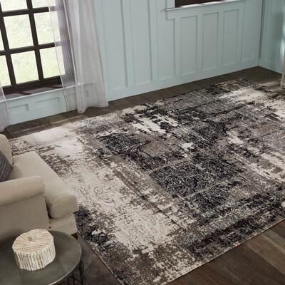 Porch & Den Polyantha Distressed Grey Abstract Indoor/Outdoor Area Rug