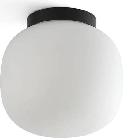 Amelia plafondlamp Faro Barcelona, zwart/opaal, glas en metaal, Ø 21,5 cm