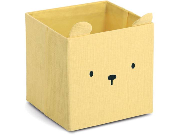 Aufbewahrungsbox ZELLER PRESENT Bär , Musselin , gelb, B:28cm H:28cm T:28cm, Baumwolle, Polyester, Aufbewahrungsboxen, Aufbewahrungsbox, Tiermotiv, kinderfreundlich, faltbar