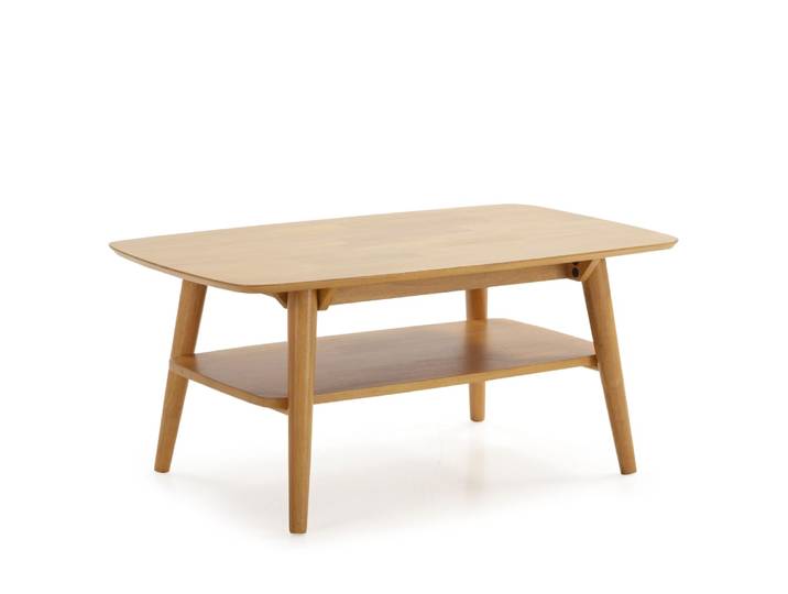 Table basse rectangulaire, bois massif couleur chêne, 100 cm longueur