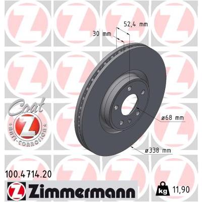 ZIMMERMANN Bremsscheibe 100.4714.20 Vorderachse links innenbelüftet 338mm 30mm für Audi
