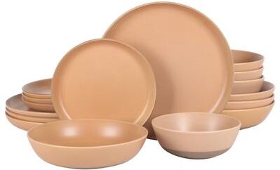 Gibson Elite 16 Piece Everyday Use Round Ceramic Dinnerware Set in Orange