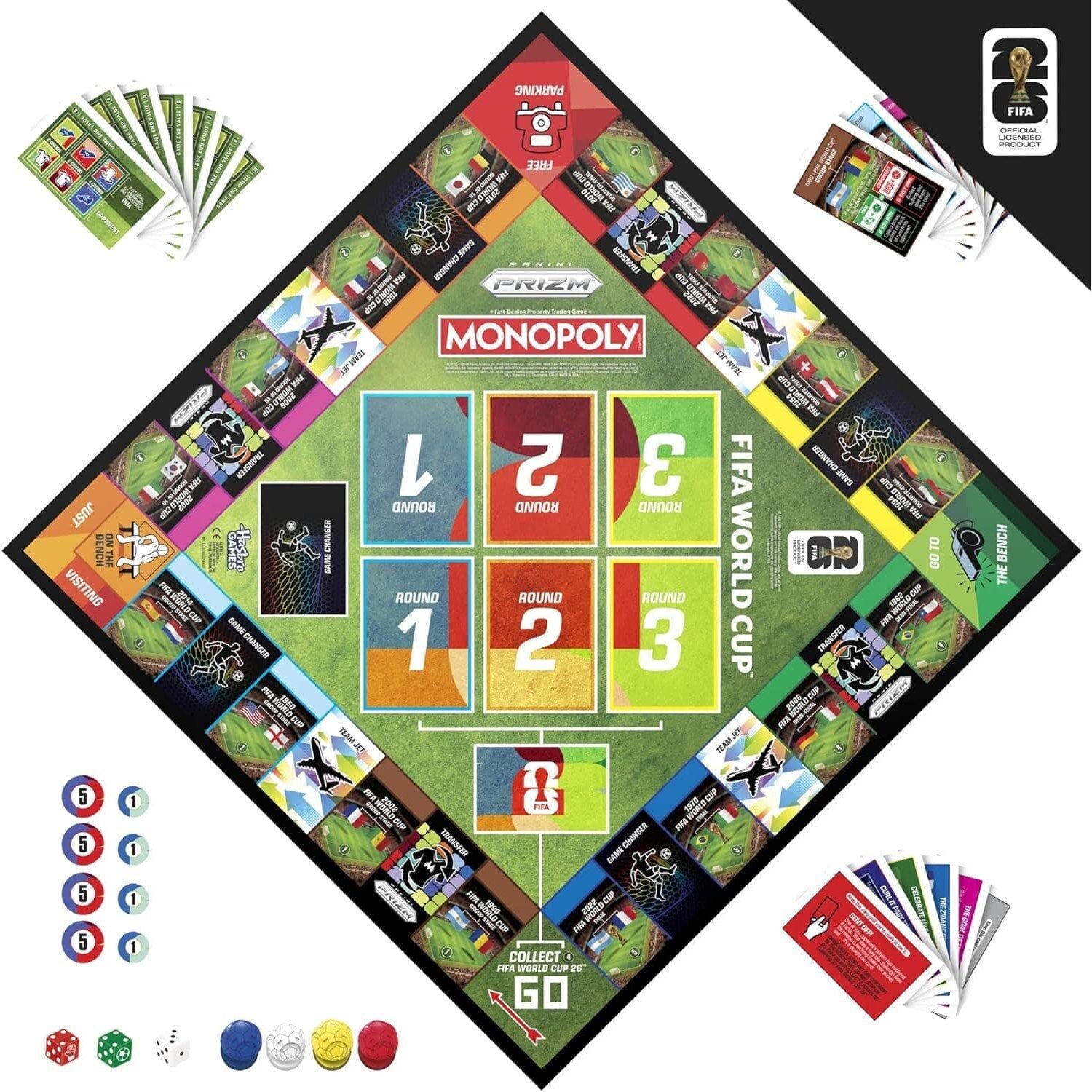 FIFA World Cup Monopoly Panini Prizm - Officially Licensed FIFA World Cup 2026 Football Board Game by Hasbro for Families and Football Fans