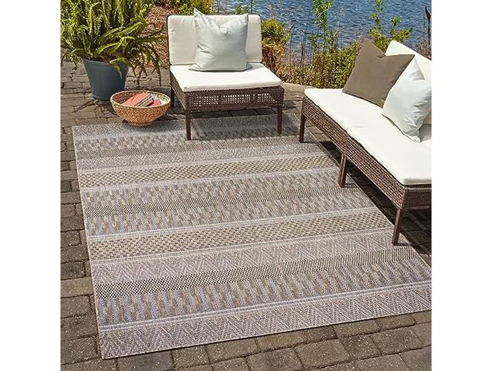 SANAT Melissa Outdoor Teppich Wetterfest - Balkon Teppich Wasserabweisend - Teppich für den Innen und Außenbereich, Terrasse, Garten, Wohnzimmer oder Küche - Multibeige, 140x200
