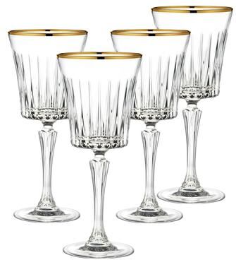 Lorren Home Trends Timeless Gold Collection White Wine Glasses, Gold Rim, 7.5 oz, Set of 4, Made in Italy