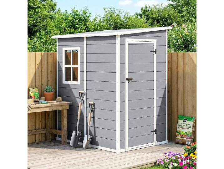 Outsunny Abri Jardin 1,54m² Porte Verrouillable Gris